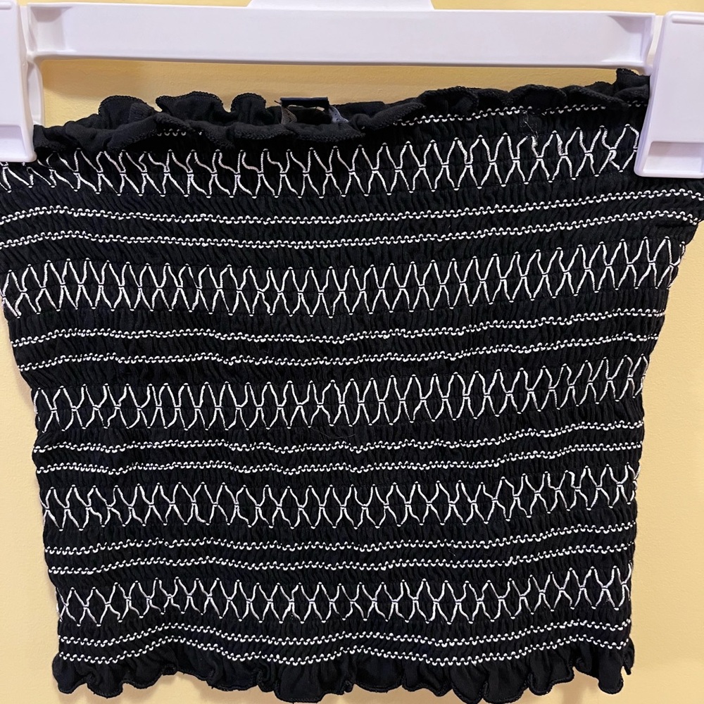 American Eagle Black Smocked Top